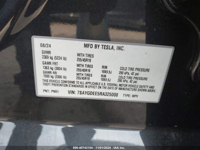 2024 TESLA MODEL Y 7SAYGDEE5RA325008 Photo 8