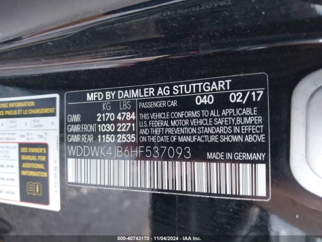 WDDWK4JB6HF537093 Mercedes-Benz C 300