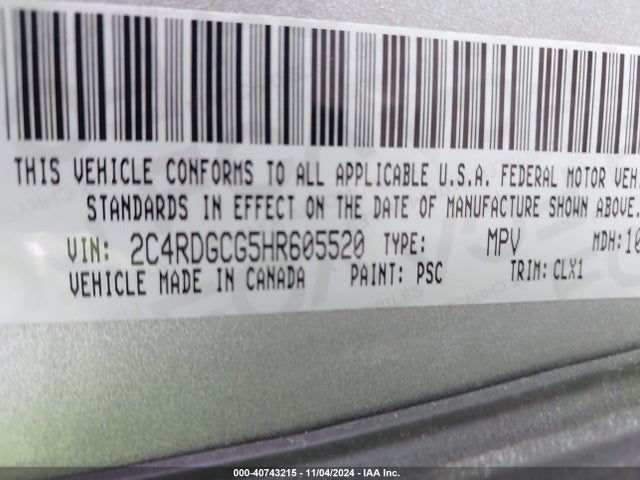 Dodge Grand Caravan Sxt 2017 2C4RDGCG5HR605520 Image 9