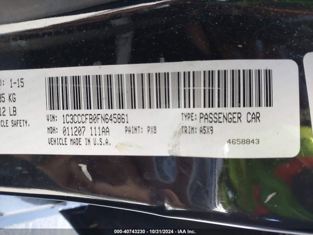 1C3CCCFB0FN645861 Chrysler 200 LX