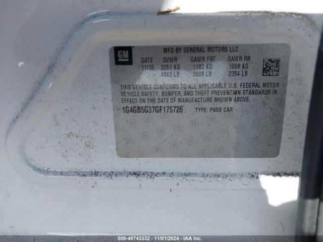 1G4GB5G37GF175726 Buick Lacrosse Leather