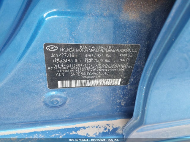 Hyundai ELANTRA SE 2017 5NPD84LF0HH015310 Image 9