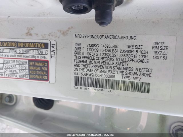 5J6RW2H50HL050998 Honda CR-V EX
