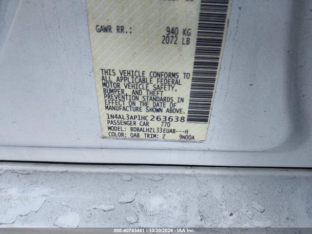 Nissan Altima 2.5 Sr 2017 1N4AL3AP1HC263638 Image 9