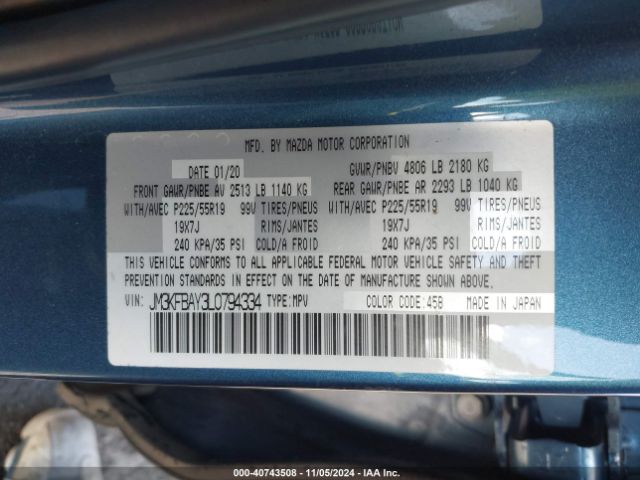 JM3KFBAY3L0794334 Mazda Cx-5 Grand Touring Reserve