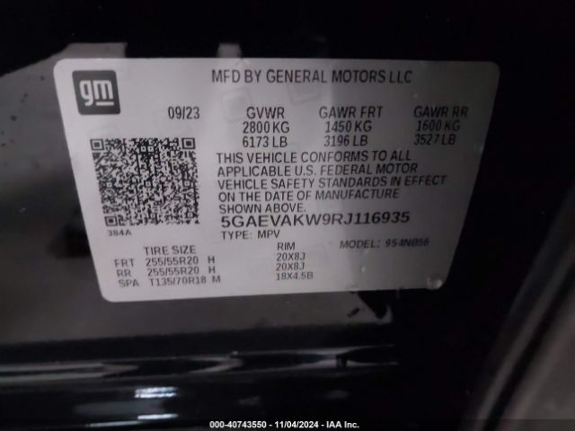 5GAEVAKW9RJ116935 Buick lfy