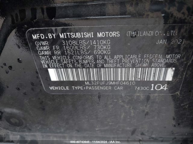 ML32FUFJ9MHF04610 Mitsubishi Mirage G4 Carbonite Edition/es/le