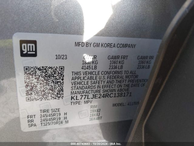 KL77LJE24RC138171 Chevrolet Trax Fwd 2rs