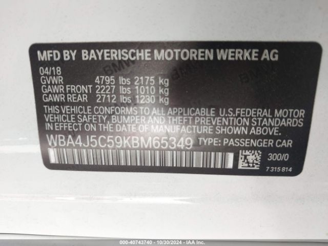 WBA4J5C59KBM65349 BMW 440i Gran Coupe