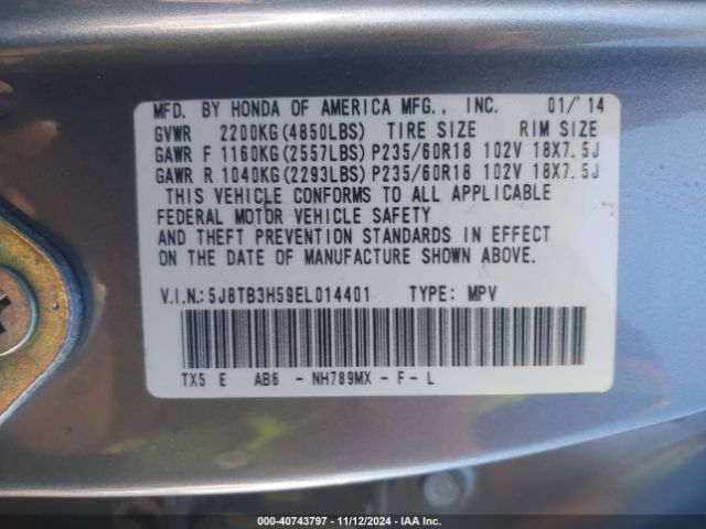 5J8TB3H59EL014401 Acura RDX