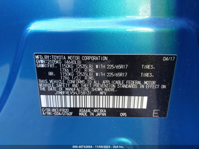 JTMBFREV5HJ158131 Toyota RAV4 LE