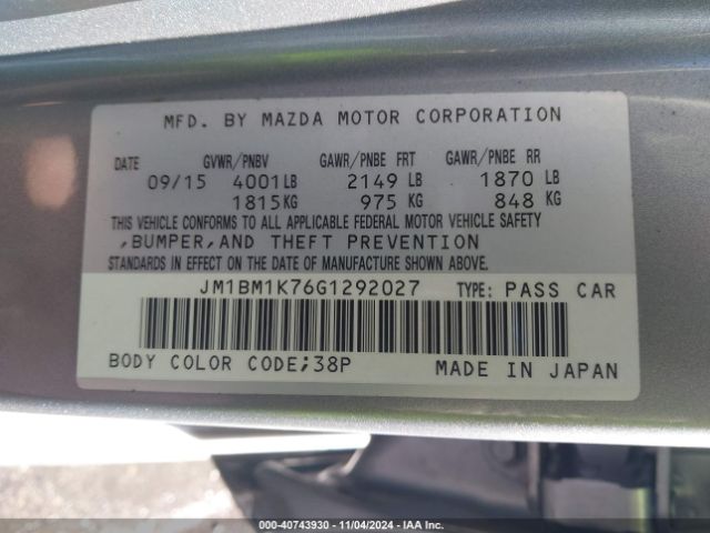 JM1BM1K76G1292027 Mazda Mazda3 I Sport