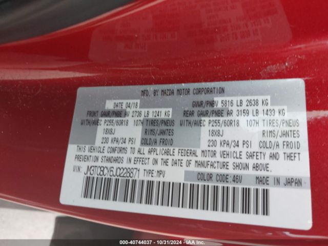 JM3TCBCY6J0228871 Mazda Cx-9 Touring