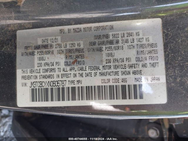 JM3TCBCYXN0605787 Mazda Cx-9 Touring