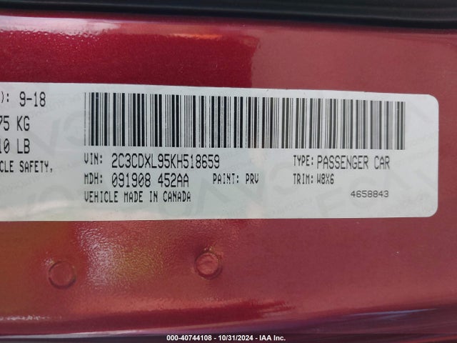 Dodge Charger Srt Hellcat Rwd 2019 2C3CDXL95KH518659 Image 9