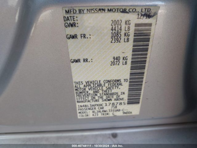 1N4BL3APXHC178785 Nissan Altima 3.5 Sl