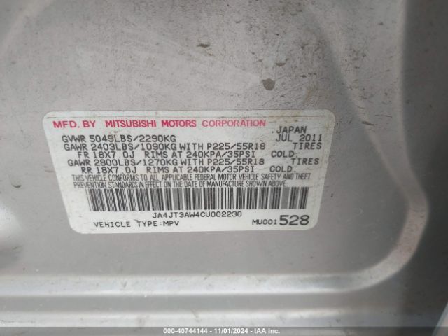 2012 MITSUBISHI OUTLANDER JA4JT3AW4CU002230 Photo 8