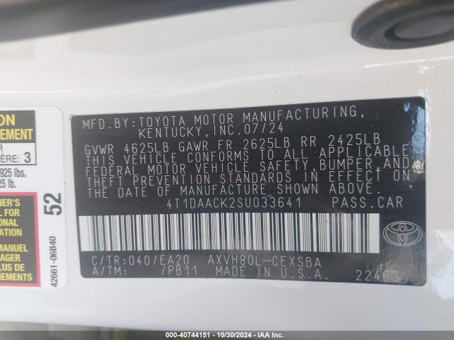 Toyota CAMRY SE 2025 4T1DAACK2SU033641 Image 9