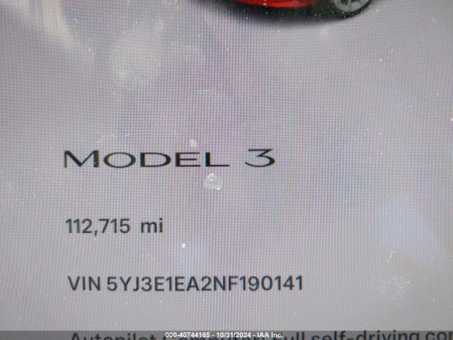 5YJ3E1EA2NF190141 Tesla Model 3 Rear-wheel Drive