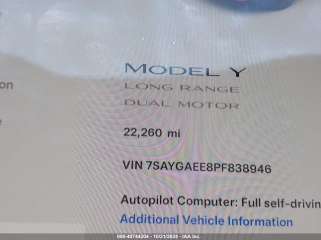 7SAYGAEE8PF838946 Tesla Model Y Awd/long Range Dual Motor All-wheel Drive