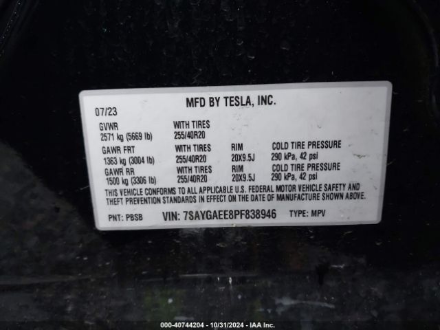 7SAYGAEE8PF838946 Tesla Model Y Awd/long Range Dual Motor All-wheel Drive