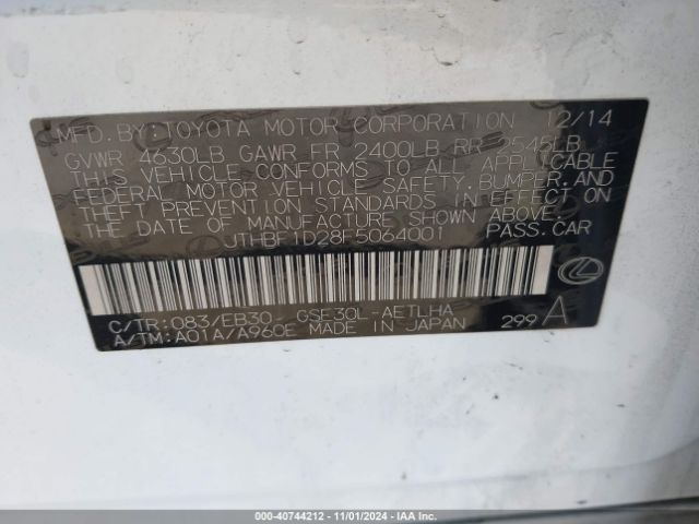 JTHBF1D28F5064001 Lexus IS 250