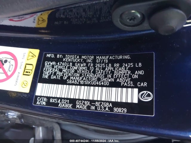 58ABZ1B1XKU046400 Lexus ES 350