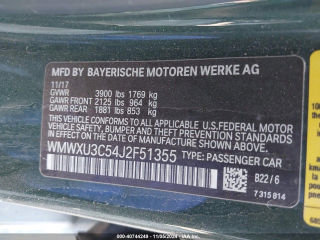 2018 MINI COOPER HARDTOP WMWXU3C54J2F51355 Photo 8