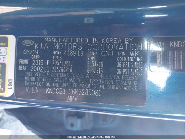 KNDCB3LC6K5285081 KIA NIRO LX