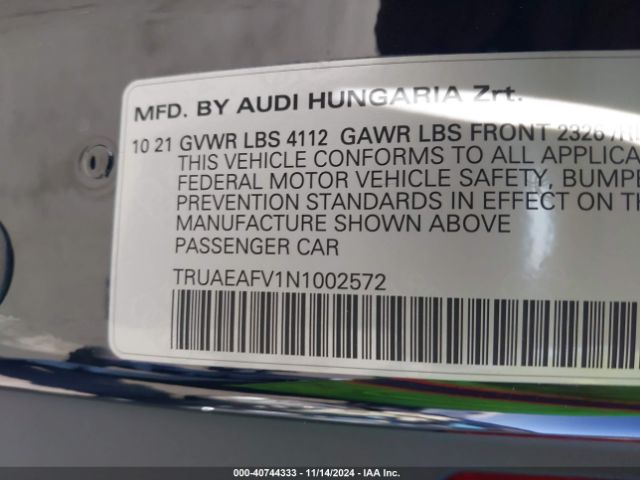 2022 AUDI TT TRUAEAFV1N1002572 Photo 8