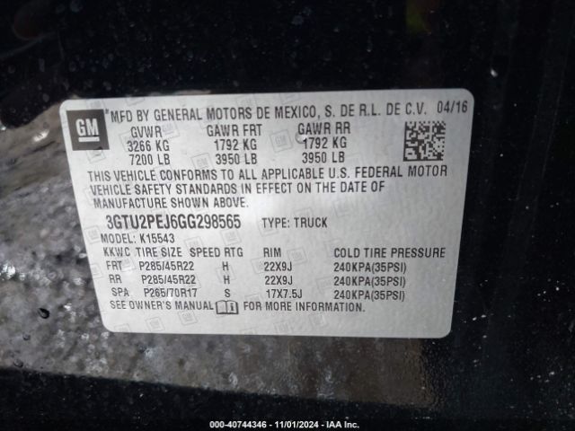 3GTU2PEJ6GG298565 GMC Sierra 1500 Denali