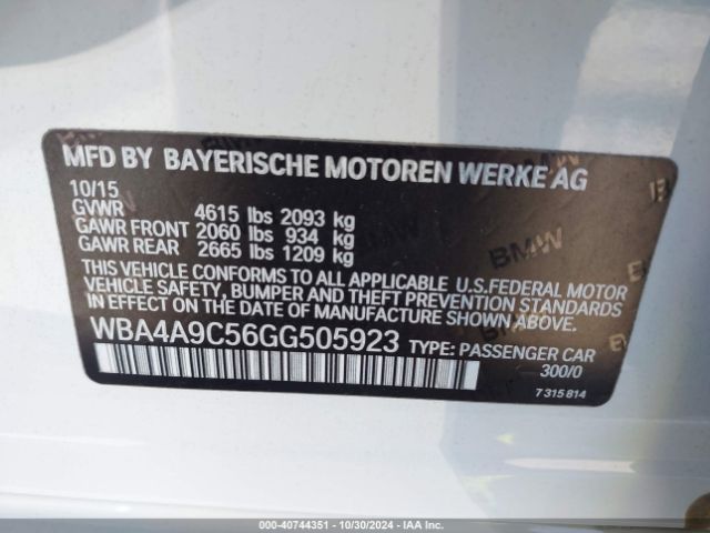 WBA4A9C56GG505923 BMW 428i Gran Coupe