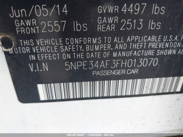 5NPE34AF3FH013070 Hyundai Sonata Limited