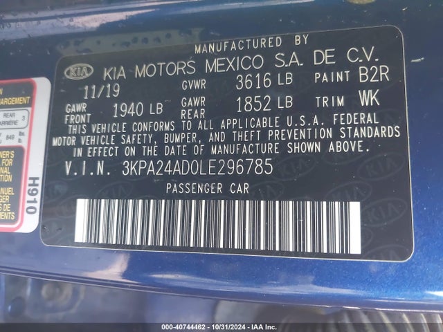 KIA RIO S 2020 3KPA24AD0LE296785 Image 9