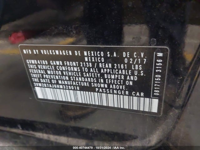 Volkswagen Jetta 1.4t S 2017 3VW2B7AJ6HM329018 Image 9