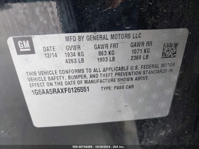 1G6AA5RAXF0126551 Cadillac Ats Standard
