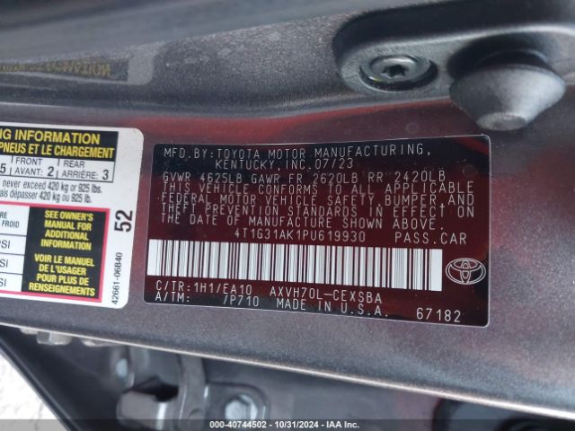 4T1G31AK1PU619930 Toyota Camry Se Hybrid