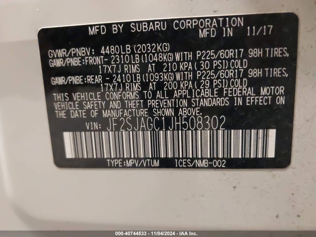 Subaru Forester 2.5i Premium 2018 JF2SJAGC1JH508302 Image 9