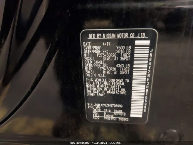JN8AY2NE3H9706999 Nissan Armada Platinum