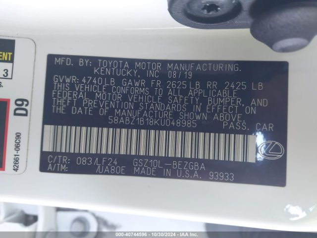 58ABZ1B18KU048985 Lexus Es 350 F Sport