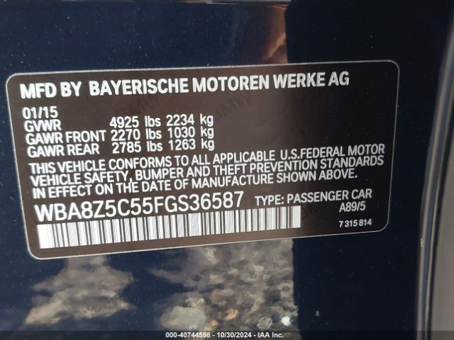 WBA8Z5C55FGS36587 BMW 328i Gran Turismo Xdrive