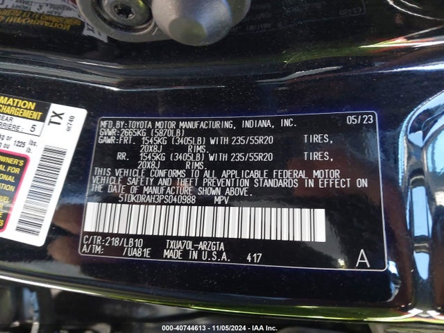 5TDKDRAH3PS040988 Toyota Highlander Limited