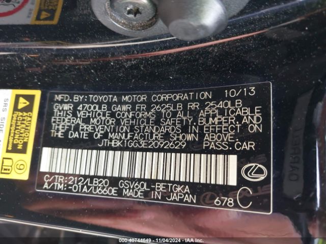 JTHBK1GG3E2092629 Lexus ES 350