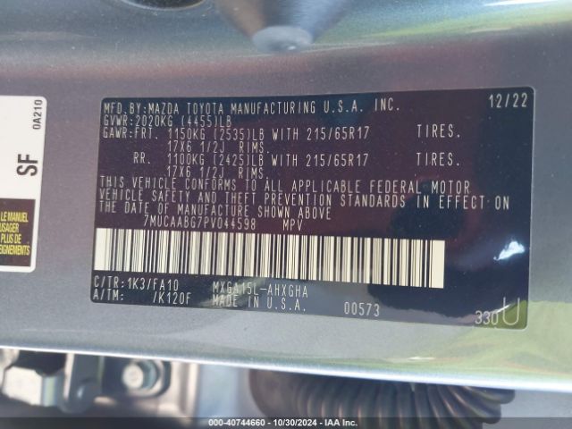 7MUCAABG7PV044598 Toyota Corolla Cross Le
