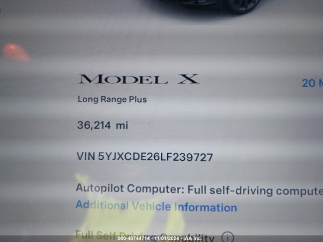 5YJXCDE26LF239727 Tesla Model X Long Range Dual Motor All-wheel Drive/long Range Plus Dual Motor All-wheel Drive