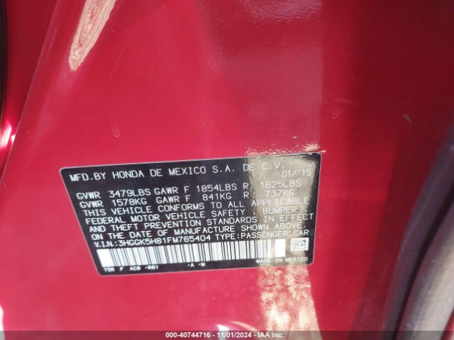 3HGGK5H81FM765404 Honda Fit Ex/ex-l