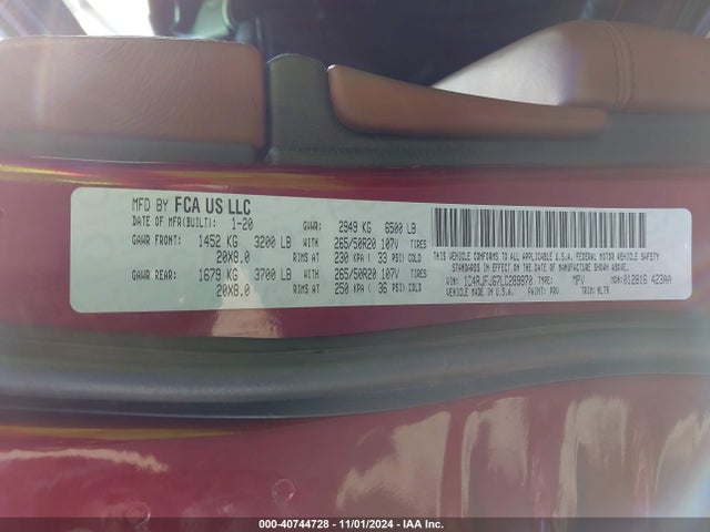 1C4RJFJG7LC289870 Jeep Grand Cherokee Summit 4x4