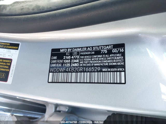 2016 Mercedes-benz C 300 4matic/luxury 4matic/sport 4matic მანქანა იყიდება აუქციონზე, vin: WDDWF4KB2GR166529, აუქციონის ნომერი: 40744768