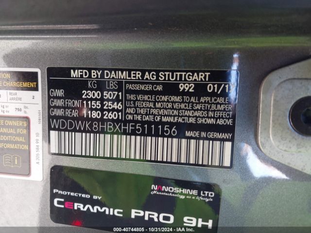 WDDWK8HBXHF511156 Mercedes-Benz Amg C 63 S