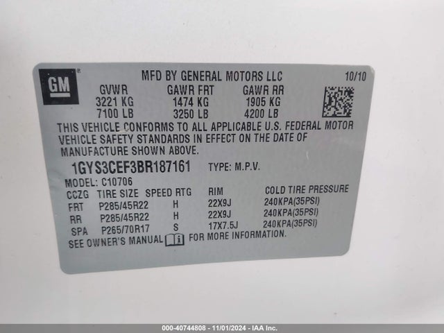 2011 CADILLAC ESCALADE 1GYS3CEF3BR187161 Photo 8